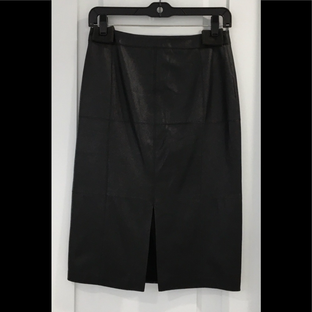 WHITE HOUSE BLACK MARKET Genuine Leather Skirt